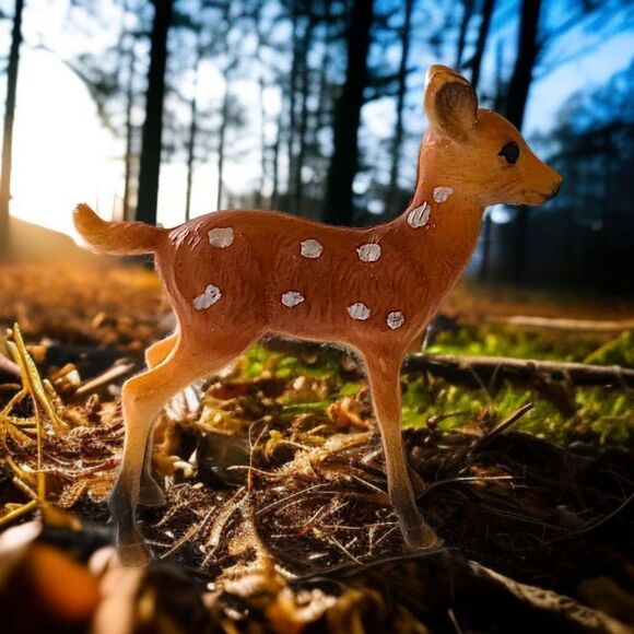 Vintage Reindeer Figure Mini Plastic Celluloid MCM Christmas Holiday Diorama - Picture 12 of 15